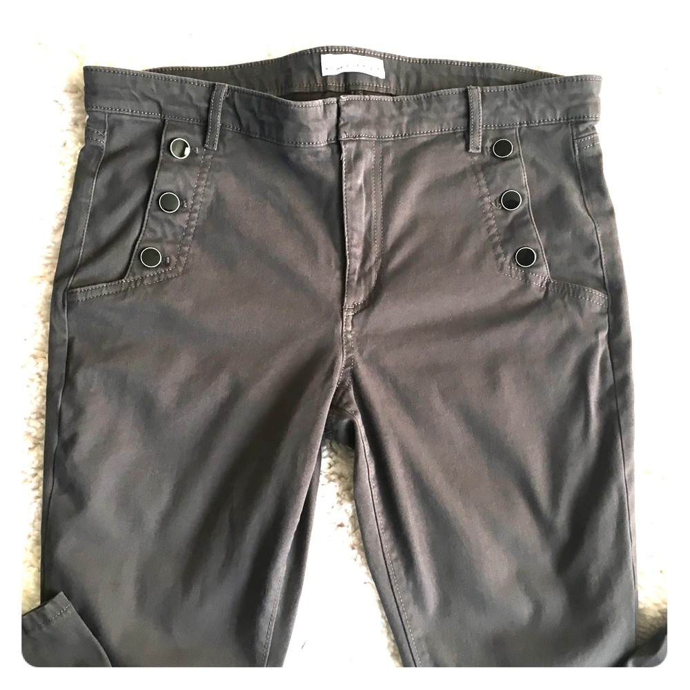 LOFT gray jeans with button detail pockets